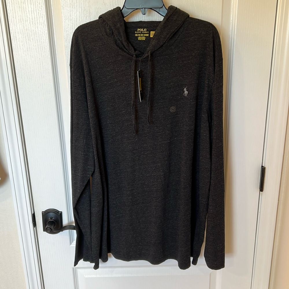 Ralph Lauren New with Tags Long Sleeve Hooded Pullover in Grey, Size XXL: